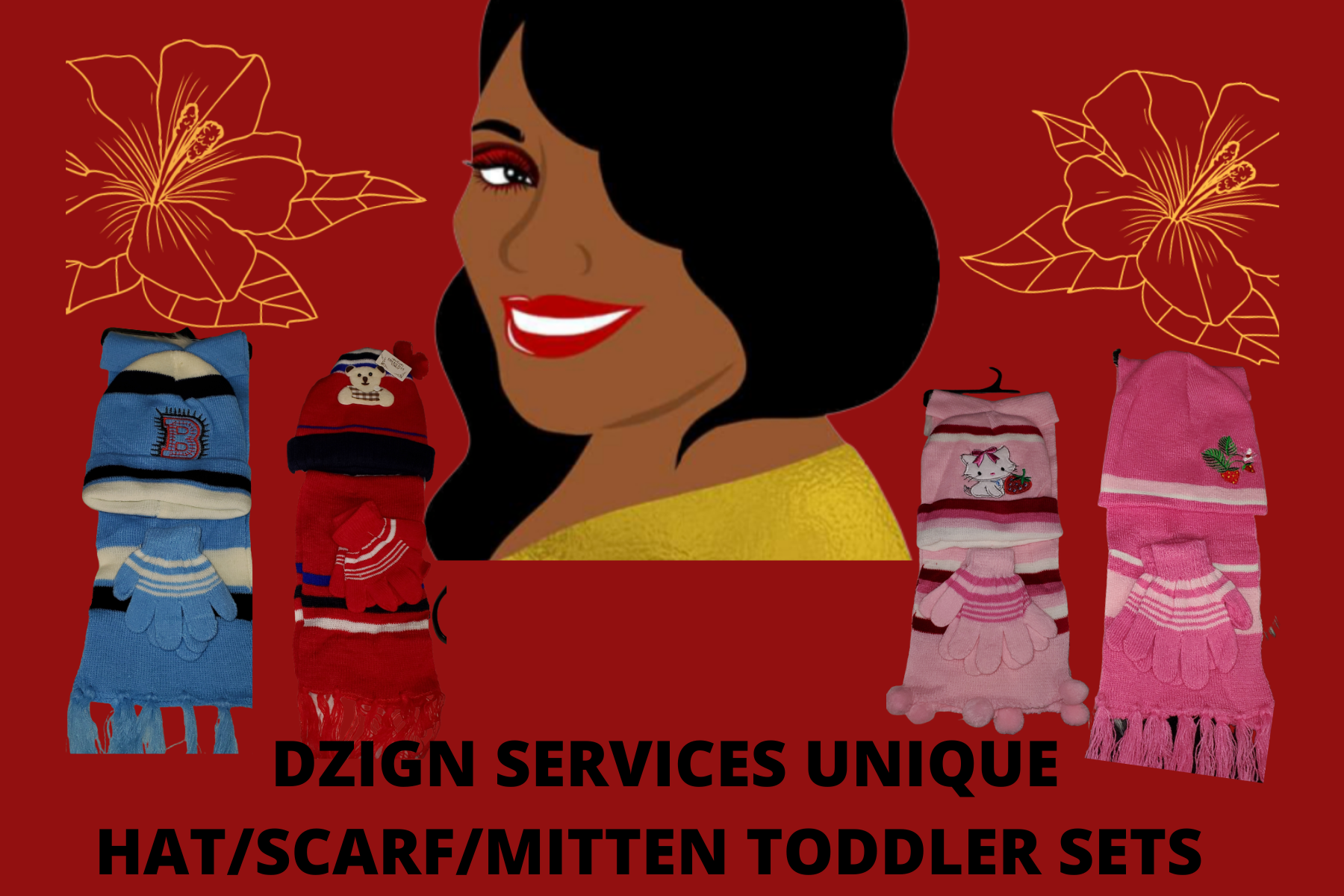 Dzign Services Hat/Scarf/Mitten Toddler Sets