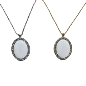 Sublimation Oval Diamond Pendant Necklaces