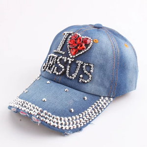 I Love Jesus Rhinestone Caps