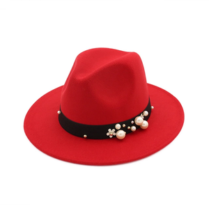 Classy Pearl Belt Fedora Hats