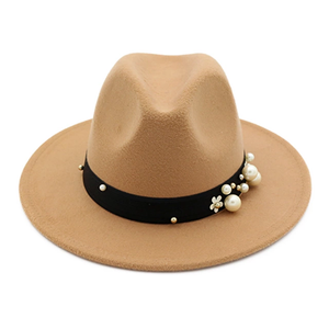 Classy Pearl Belt Fedora Hats