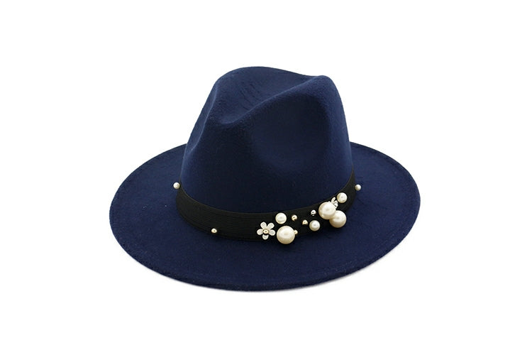 Classy Pearl Belt Fedora Hats