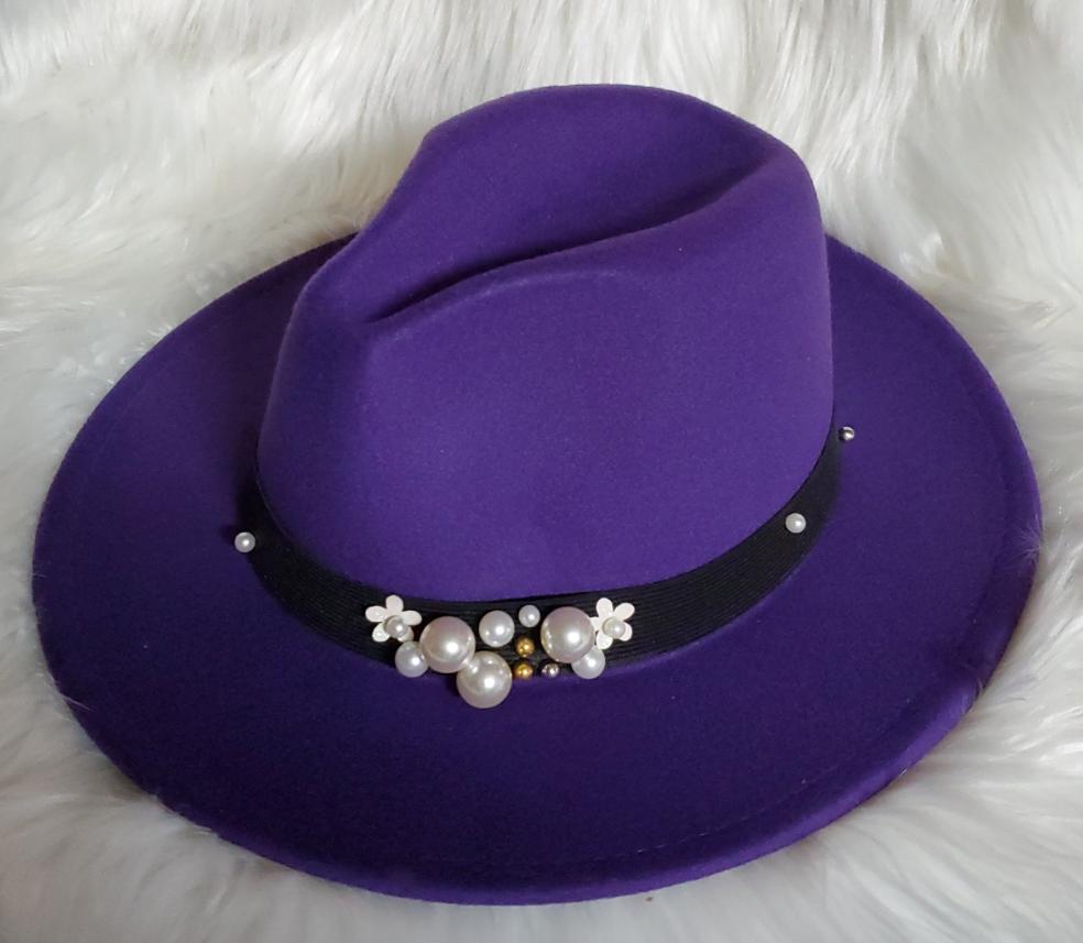 Classy Pearl Belt Fedora Hats