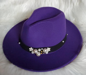 Classy Pearl Belt Fedora Hats