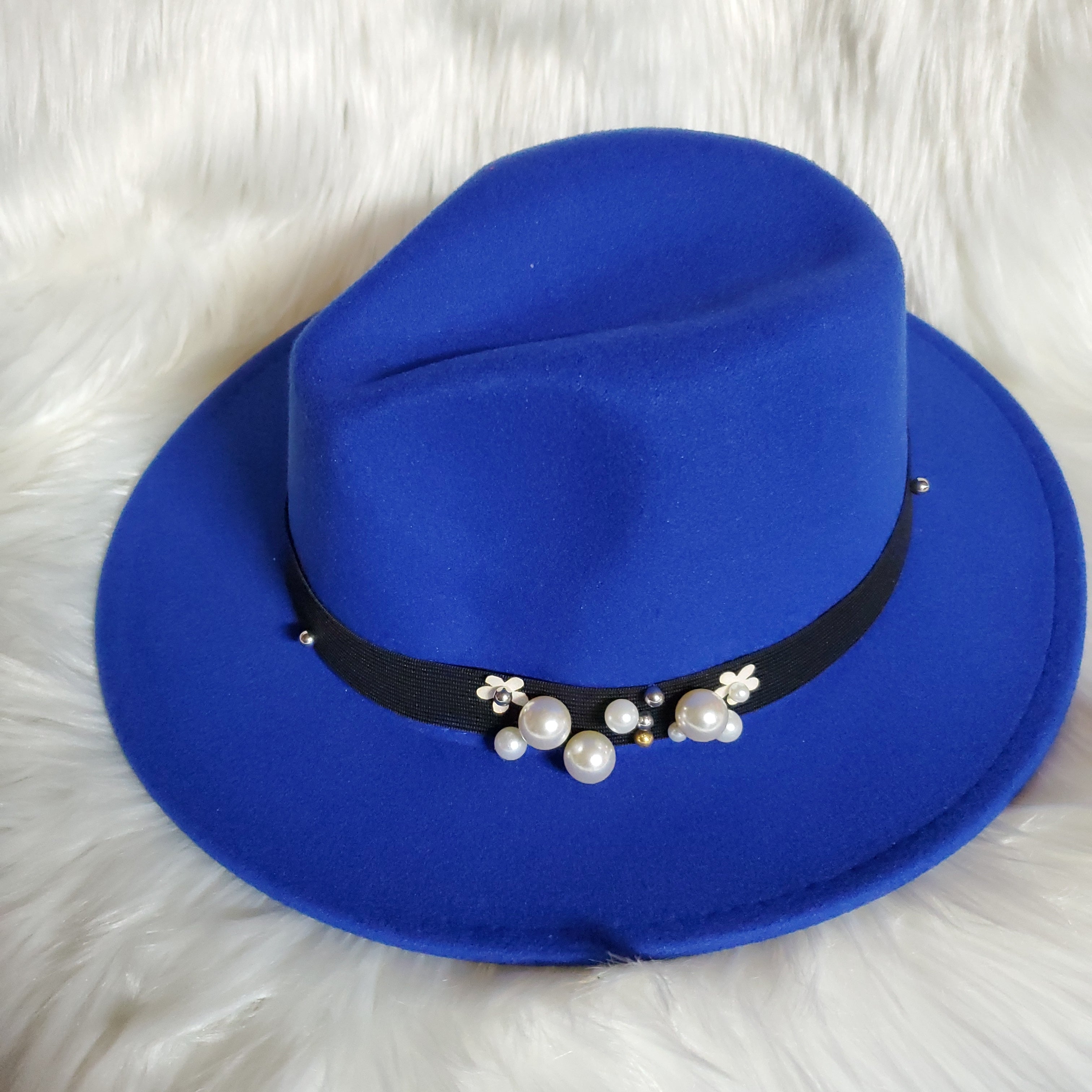 Classy Pearl Belt Fedora Hats