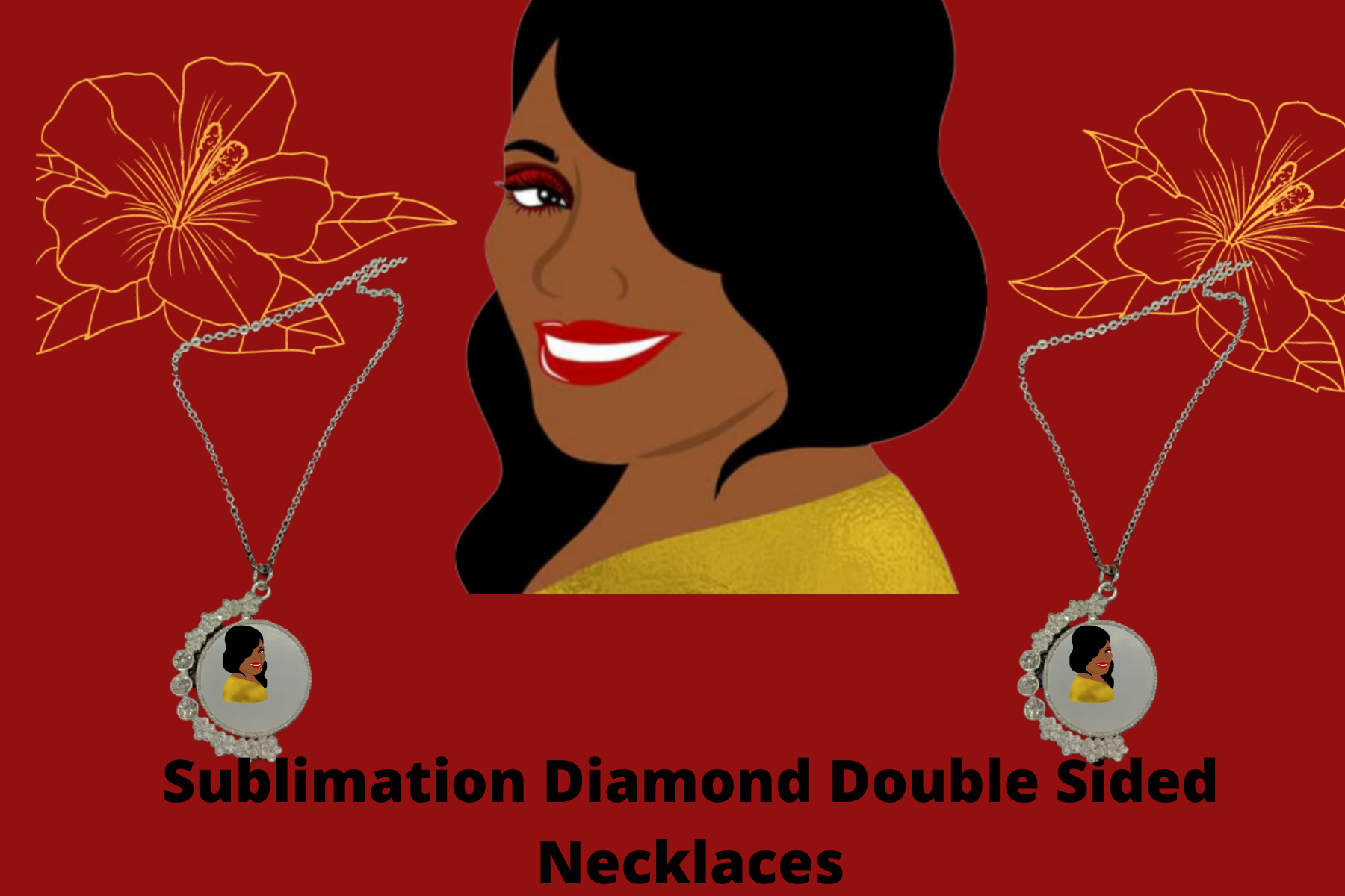Sublimation Diamond Double Sided Necklaces