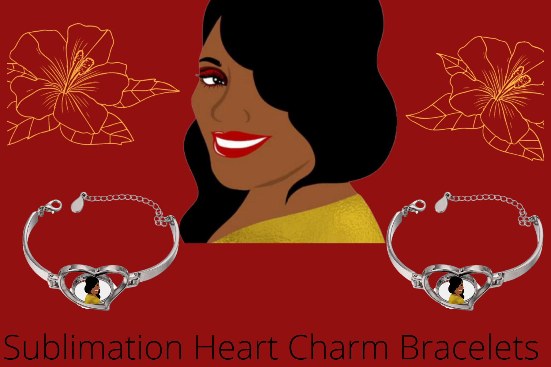 Sublimation Heart Charm Bracelets
