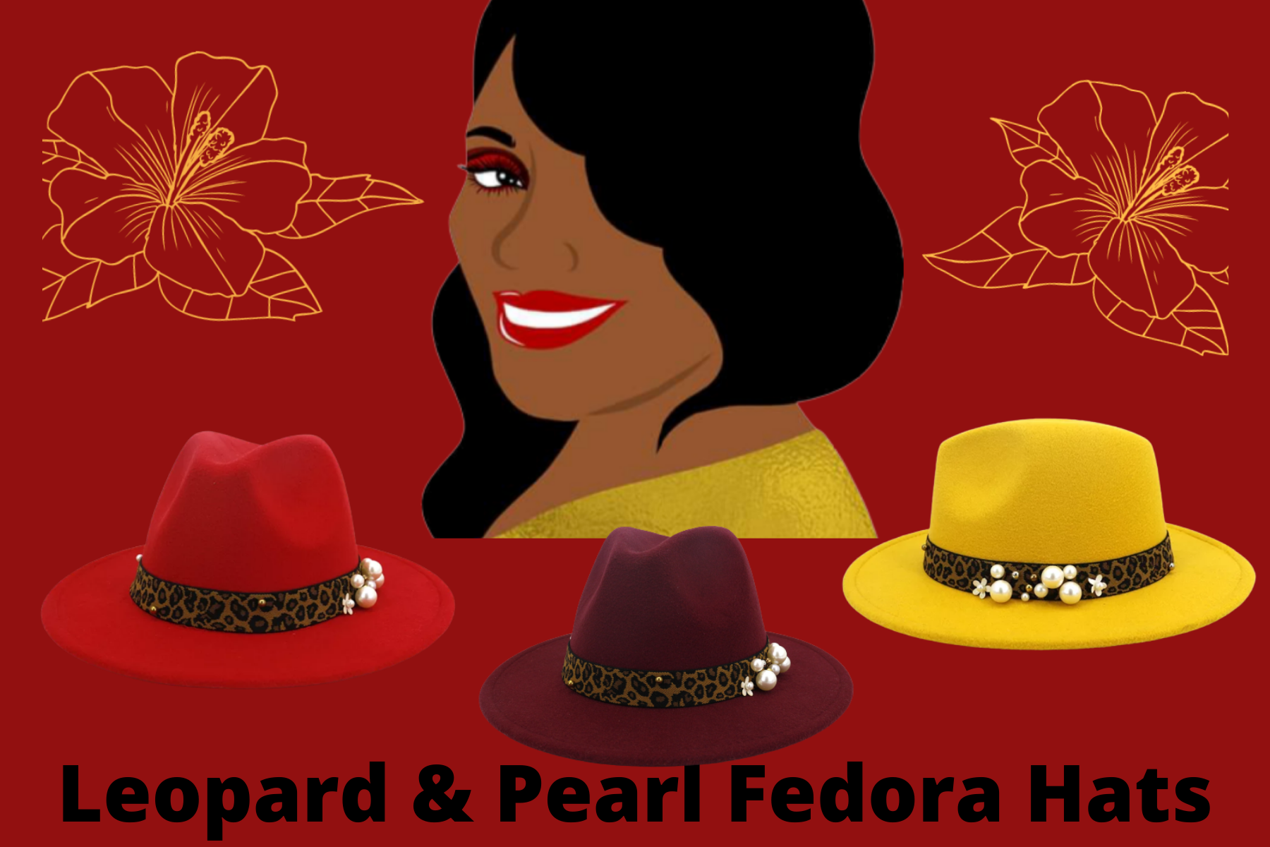 Dzign Services Leopard & Pearl Fedora Hats