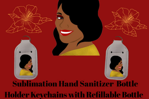 Sublimation Hand Sanitizer Bottle Holder Key Chain w/ Refillable Bottles