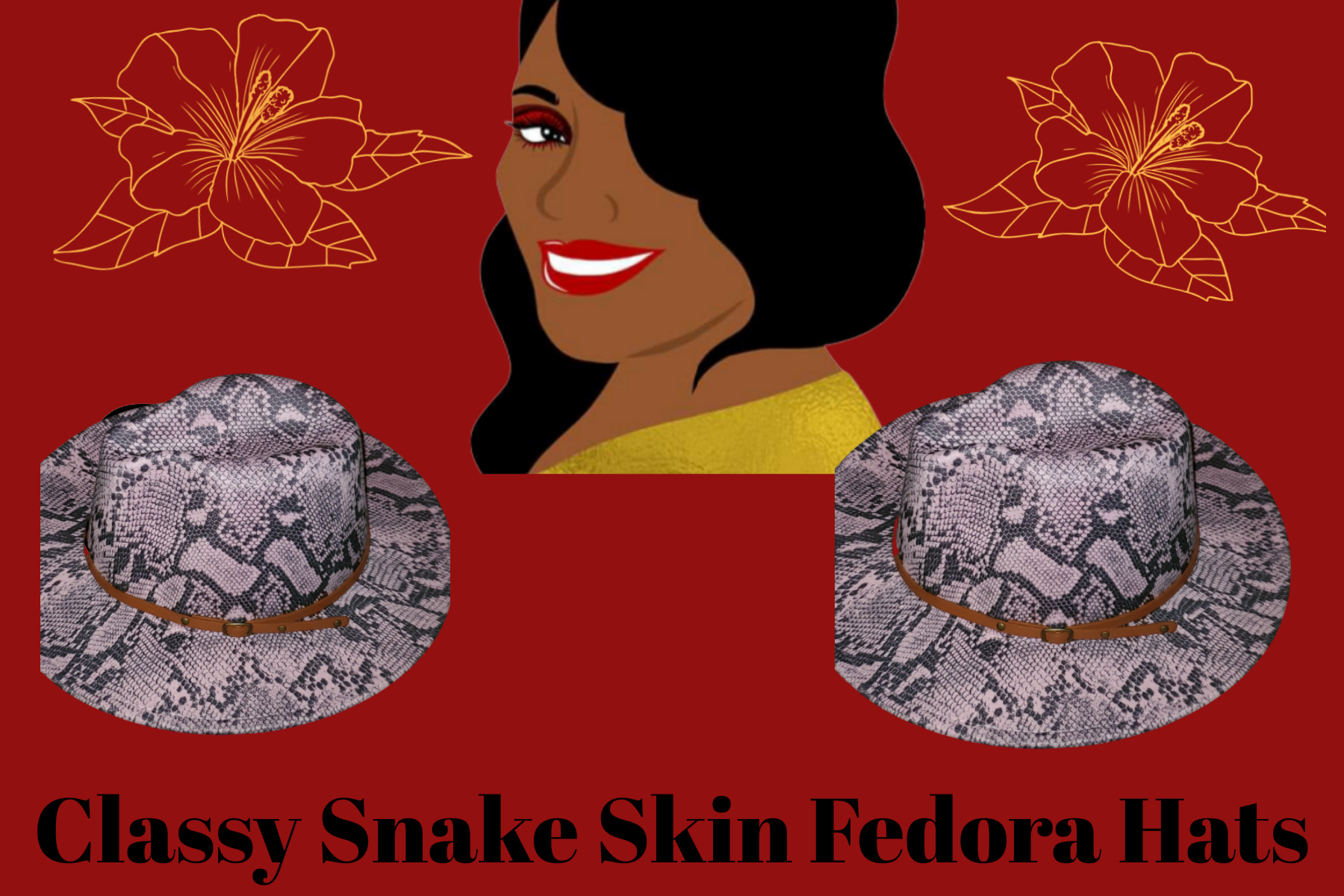 Classy Snake Skin Print Fedora Hats