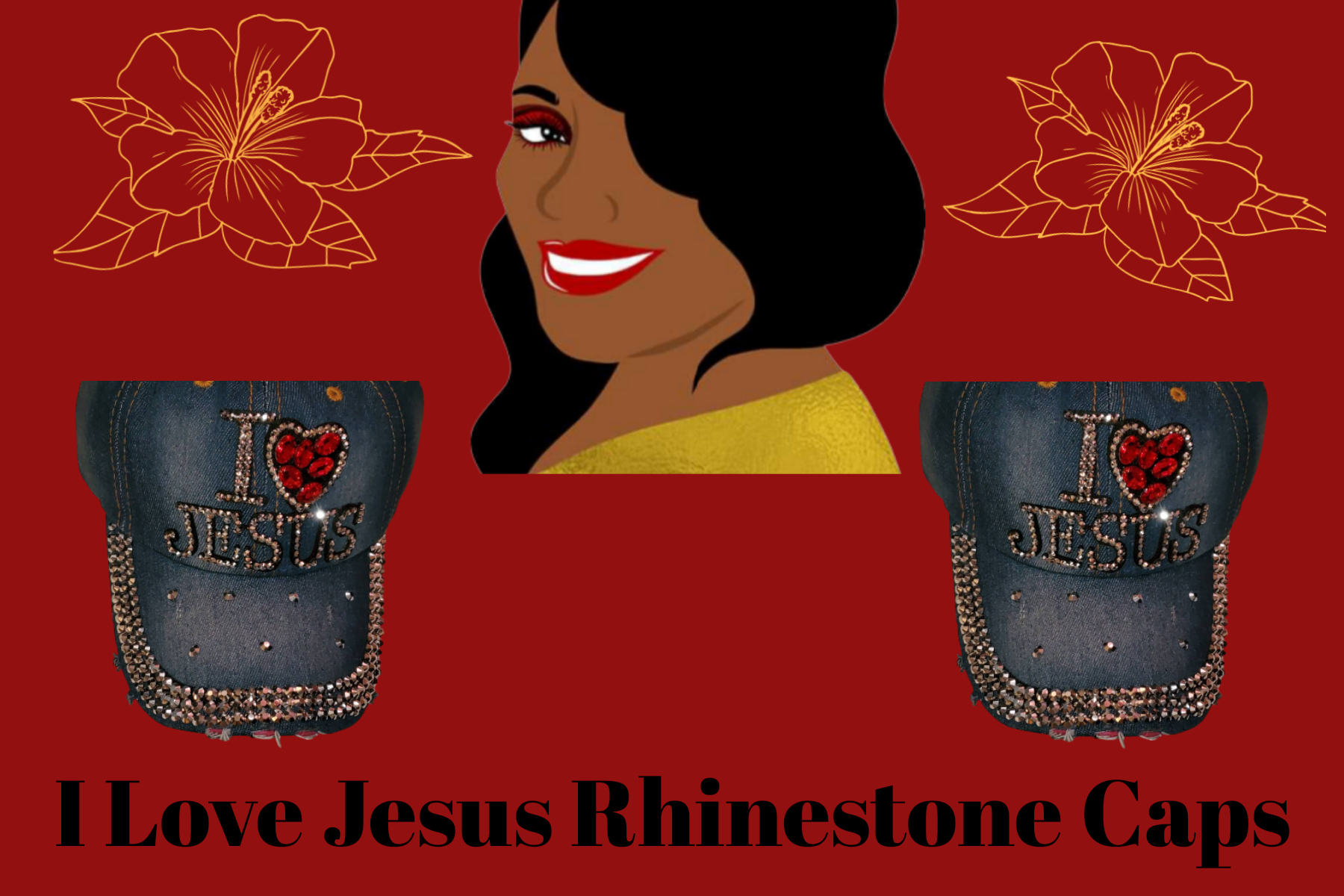 I Love Jesus Rhinestone Caps