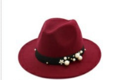 Classy Pearl Belt Fedora Hats