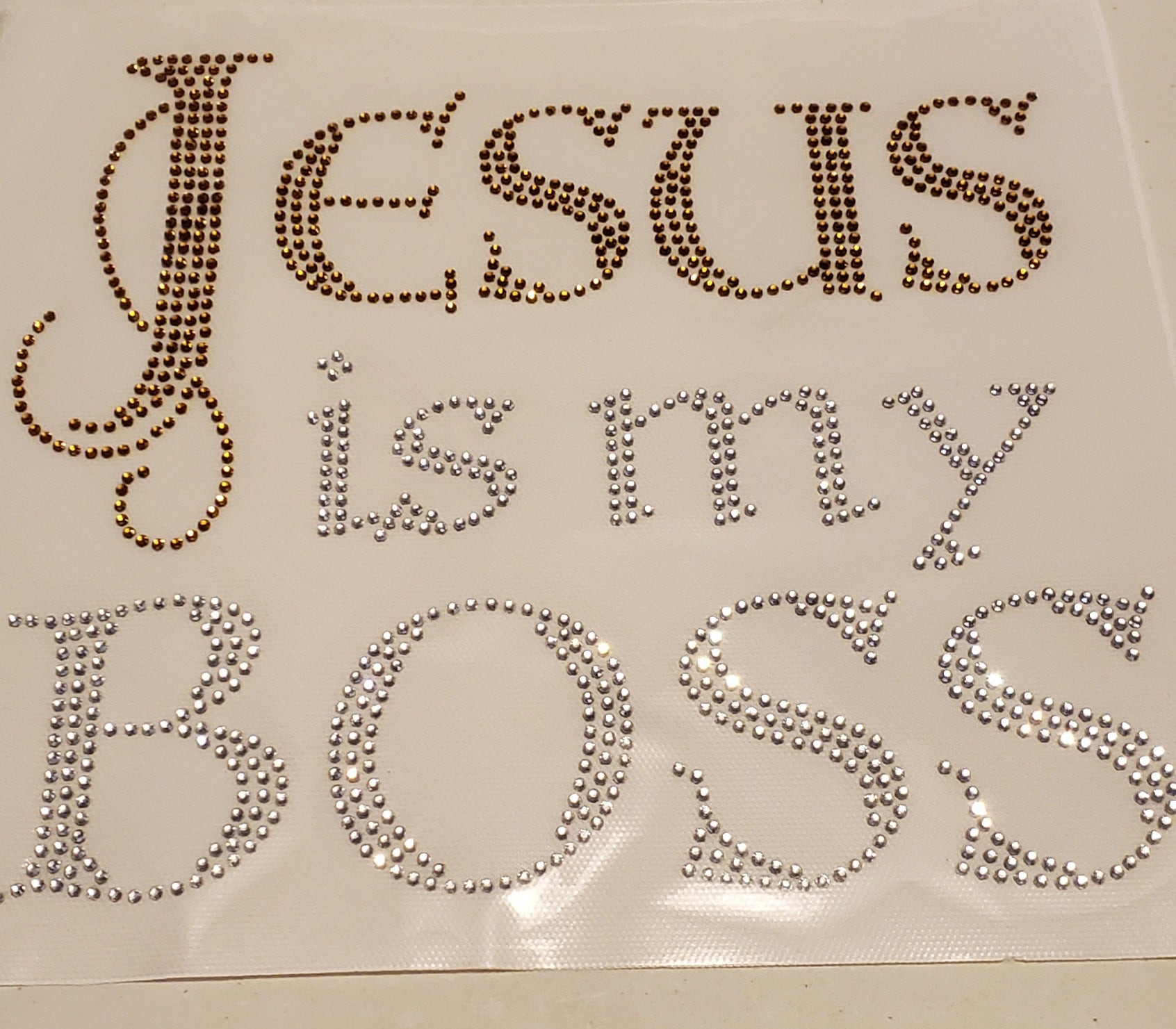Rhinestone Transfer Sheets(Jesus Is My Boss) 10x10