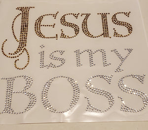 Rhinestone Transfer Sheets(Jesus Is My Boss) 10x10