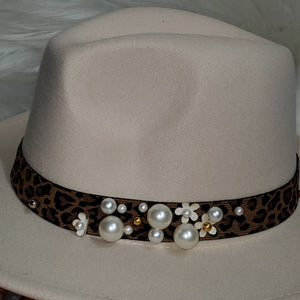 Dzign Services Leopard & Pearl Fedora Hats