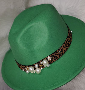 Dzign Services Leopard & Pearl Fedora Hats