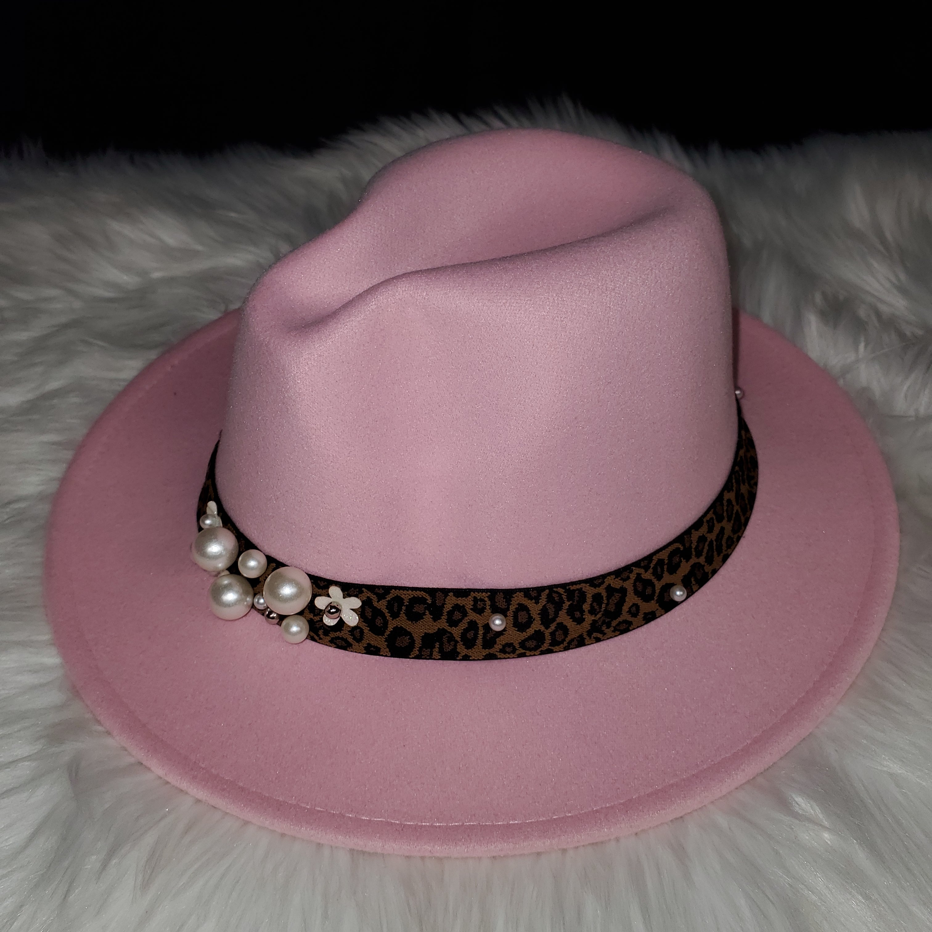 Dzign Services Leopard & Pearl Fedora Hats