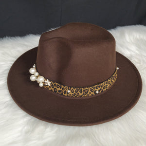 Dzign Services Leopard & Pearl Fedora Hats