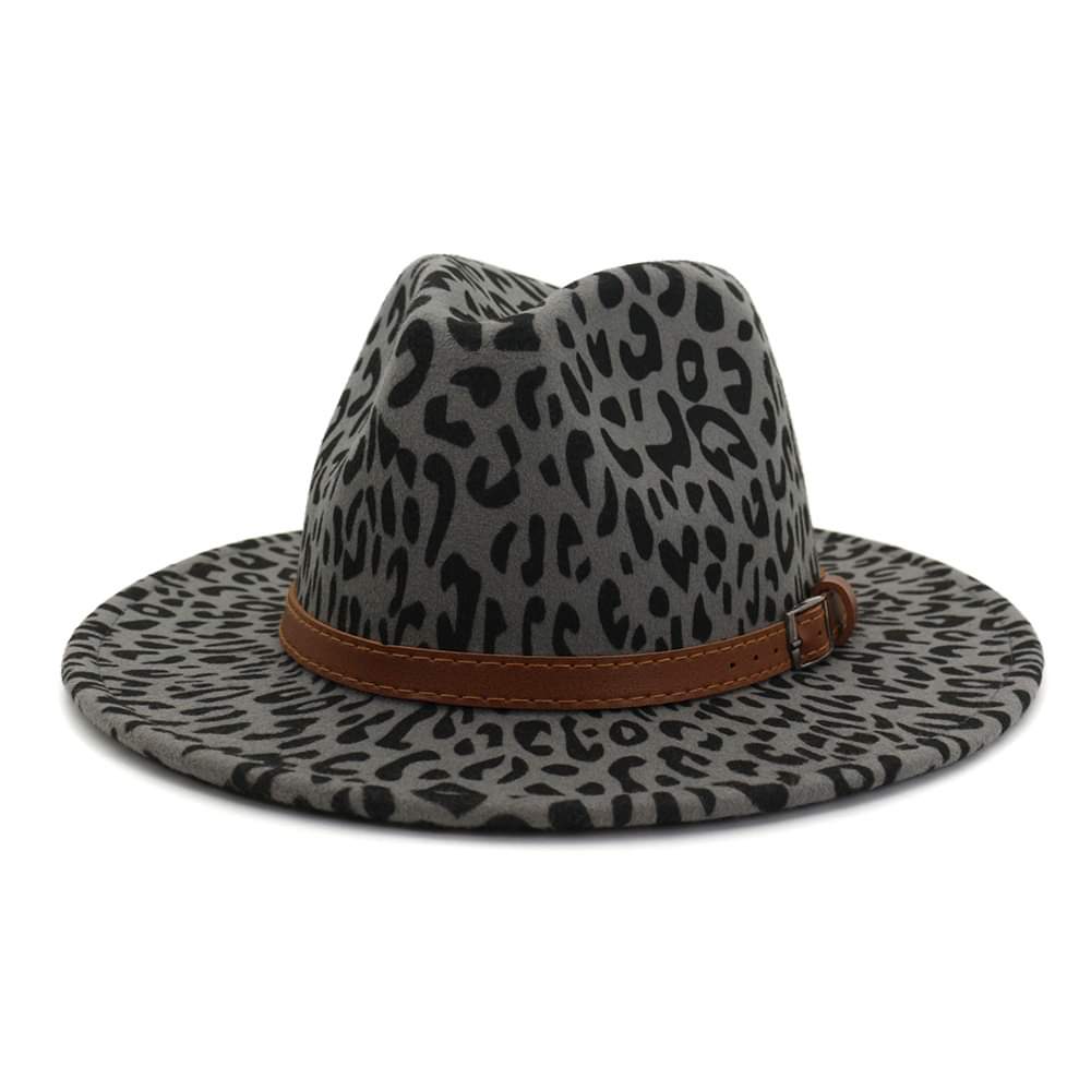 Dzign Services Leopard Print Fedora Hats