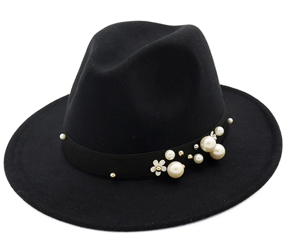 Classy Pearl Belt Fedora Hats