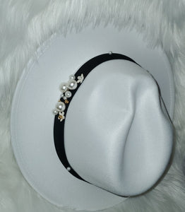 Classy Pearl Belt Fedora Hats